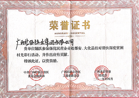 民营企业结对帮扶荣誉